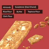Chuckle Almond Biscotti made with almonds rice flour oats flour butter and desi khand
