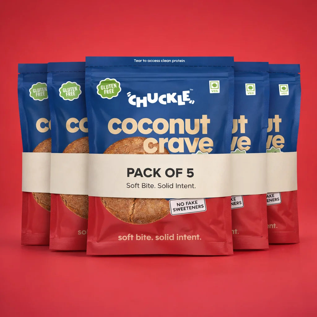 Chuckle Coconut Crave Gluten Free Coconut Cookies Pack of 5 Soft Bite Cookies