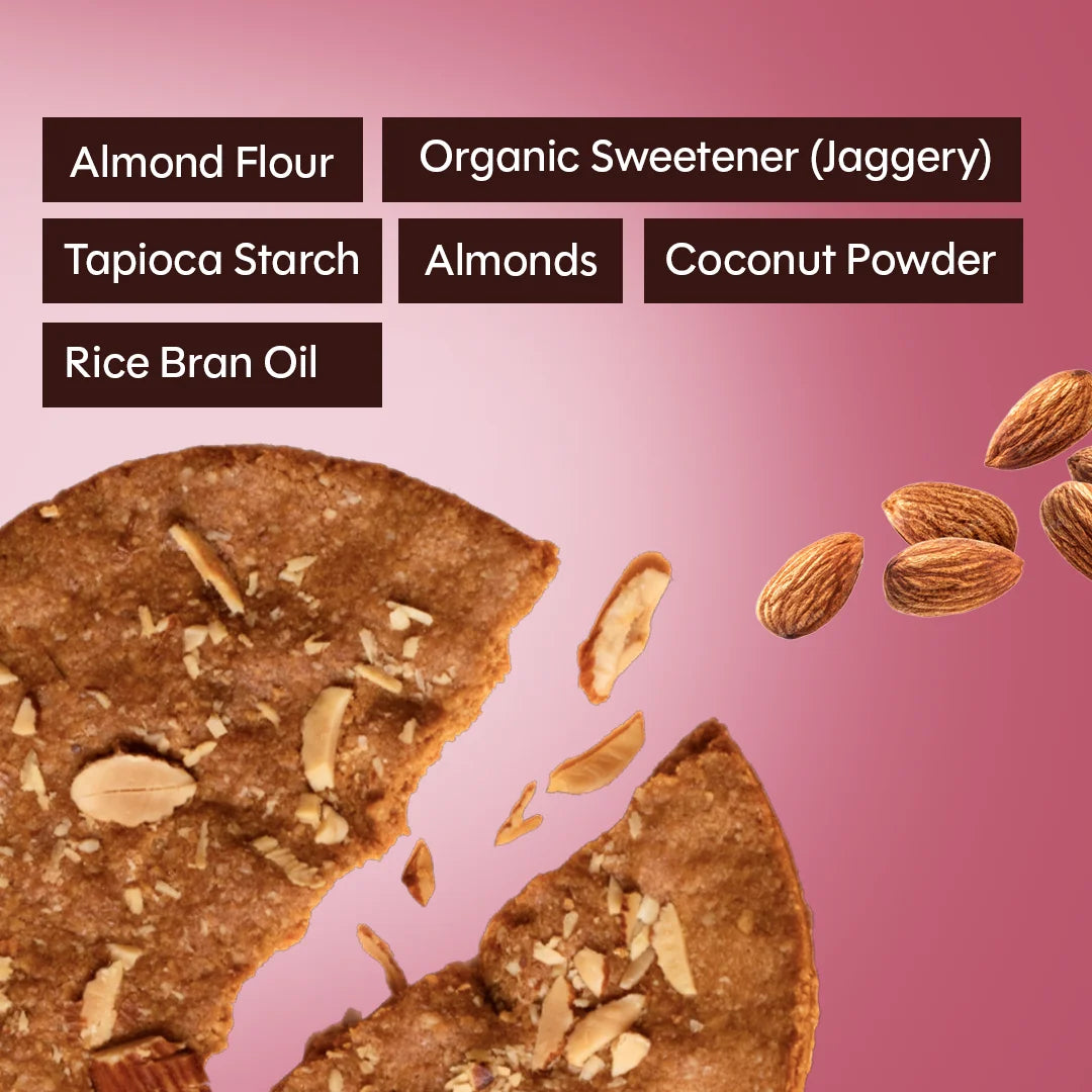 Chuckle Almond Grit Gluten Free Cookies Ingredients Almond Flour Jaggery Coconut Powder and Rice Bran Oil