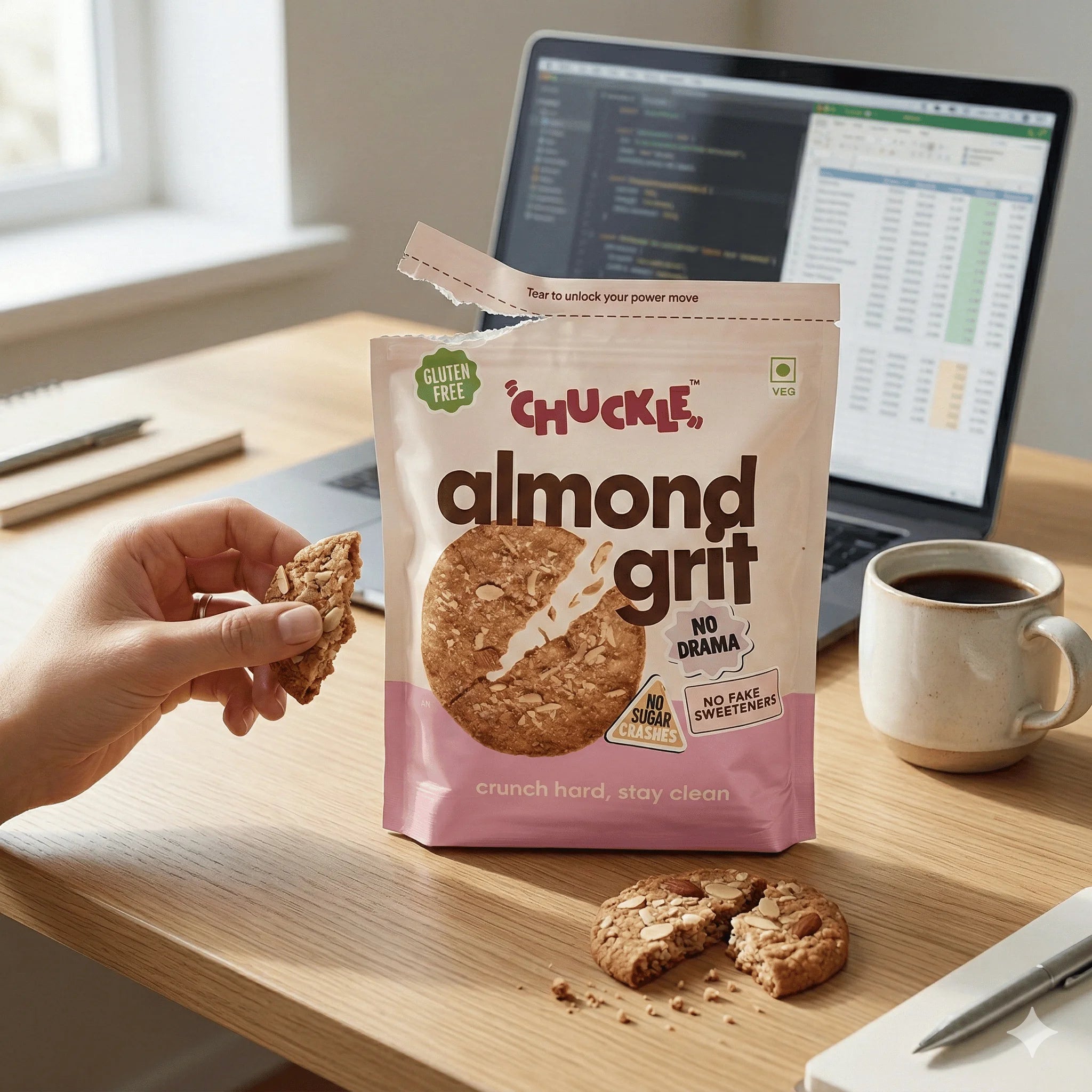 Chuckle Almond Grit Gluten Free Almond Cookies Pack of 5 No Maida No Refined Sugar