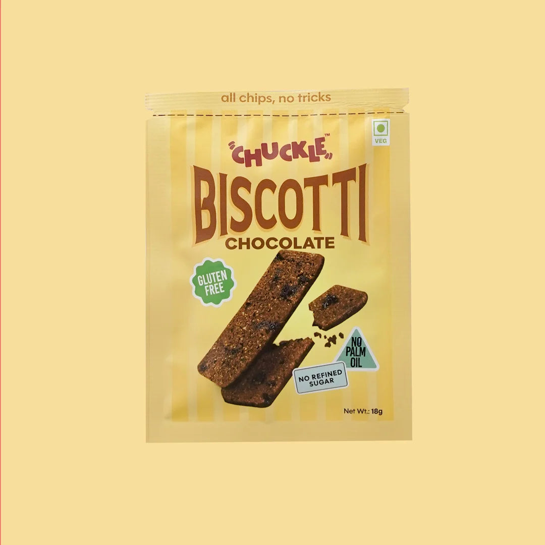 Chuckle Chocolate Biscotti gluten free chocolate biscotti snack pack