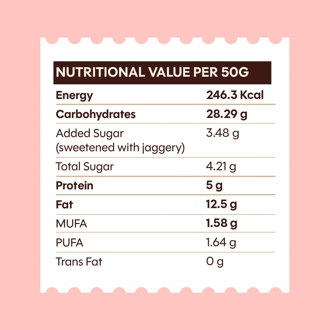 Chuckle Dark Matter Gluten Free Chocolate Cookie Nutrition Information Per 50g Energy Protein Carbohydrates and Fat