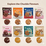 Chuckle Discovery Box with 8 gluten-free cookie flavours including Dark Matter Cookies (Dark Chocolate Cookies) Grain Theory Cookies(Chocolate Chips Cookies) Coconut Crave Cookies (Coconut Cookies) and Almond Grit Cookies (Almond Cookies)