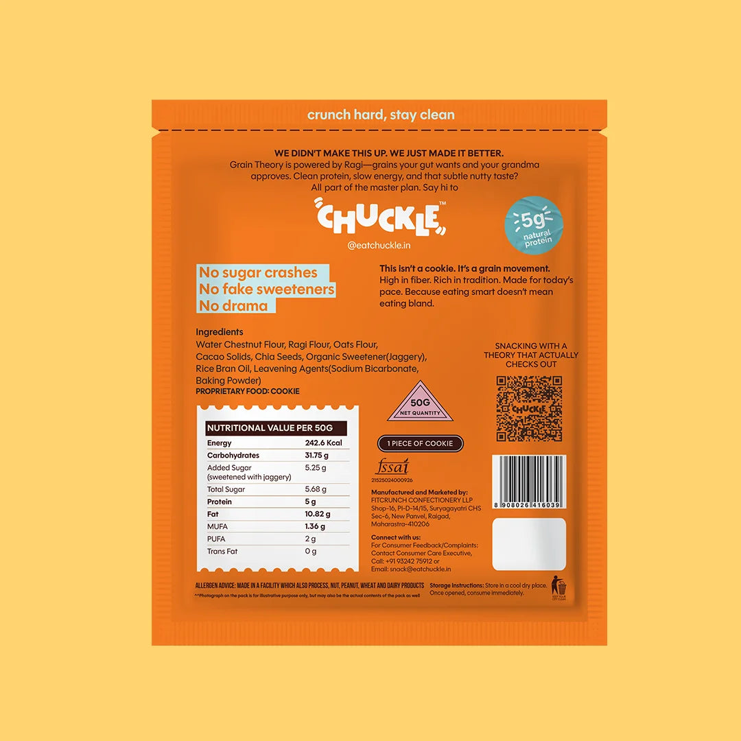 Chuckle Grain Theory Gluten Free Cookies Back of Pack Ingredients Nutrition and Product Information