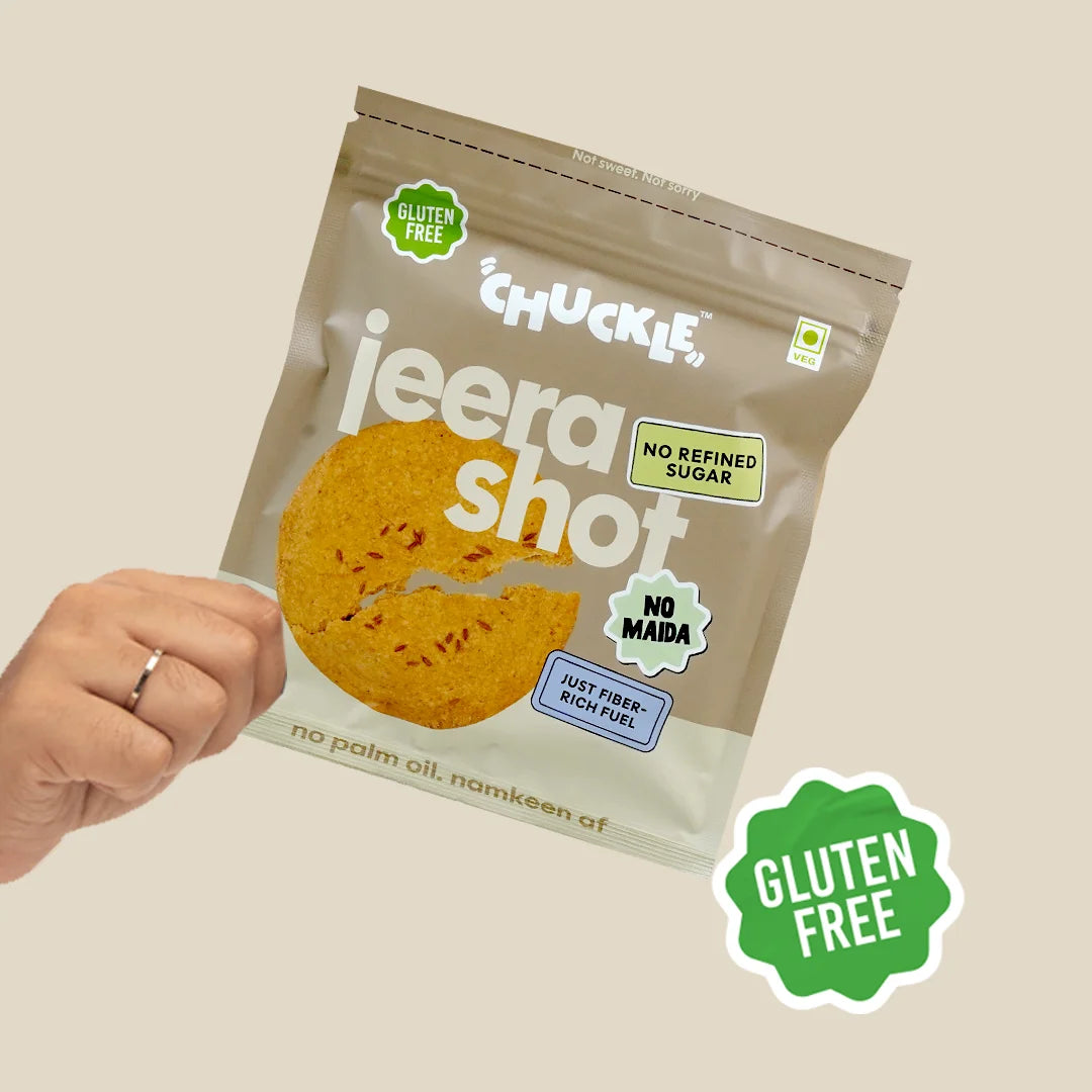 Chuckle Jeera Shot Gluten Free Savory Cookies Snack Pack with Cumin and Oats No Maida No Palm Oil